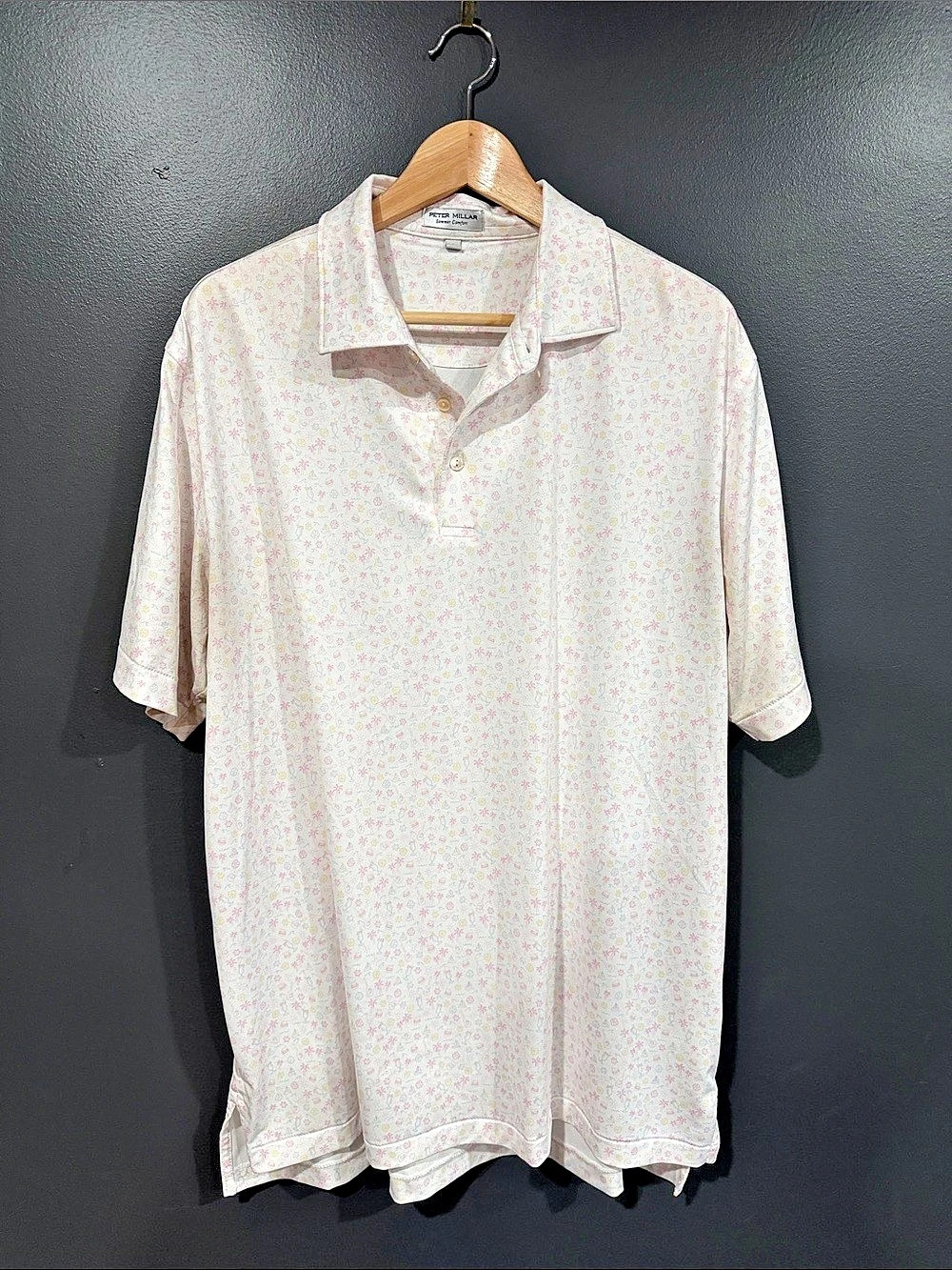Peter Millar Floral Polo Shirt White & Pink